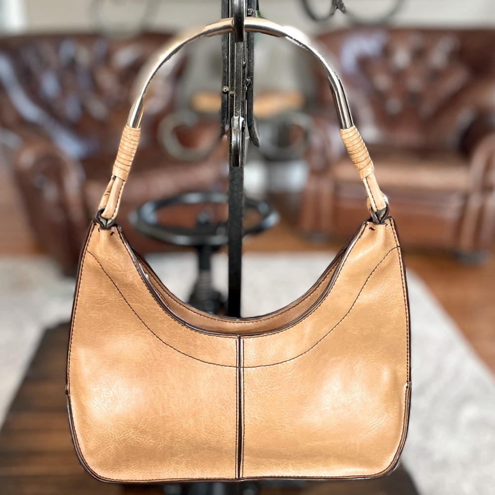 Camel Purse with Silvertone Handle